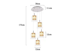 NETTLIFE Lámpara colgante moderna de cristal G9 para comedor, altura ajustable Plateado Clearance