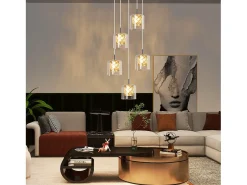 NETTLIFE Lámpara colgante moderna de cristal G9 para comedor, altura ajustable Plateado Clearance