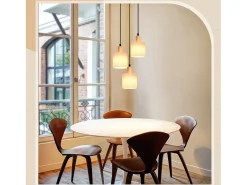 NETTLIFE Lámpara colgante de madera blanca Diam.20 cm E14 vintage 3 bombillas redondas para comedor restaurante cocina dormitorio oficina Blanco Hot