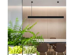 NETTLIFE Lámpara Colgante LED Diam.107CM 32W 3000K-6500K Mesa Regulable Negra con Lámpara de Diseño Lineal Moderno para Oficina Negro Hot