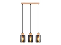 NETTLIFE Lámpara colgante de madera, lámpara colgante E27, lámpara de mesa de comedor vintage, lámpara de comedor hecha de vidrio Marru00f3n