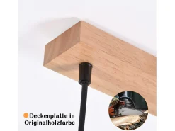 NETTLIFE Lámpara colgante de madera, lámpara colgante E27, lámpara de mesa de comedor vintage, lámpara de comedor hecha de vidrio Marru00f3n