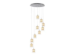 NETTLIFE Lámpara Suspendida-Lámpara colgante moderna de cristal G9 para comedor, altura ajustable Plateado