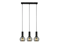 NETTLIFE Lámpara colgante vintage de 3 llamas de cristal E27, lámpara de comedor de altura ajustable industrial Negro Best