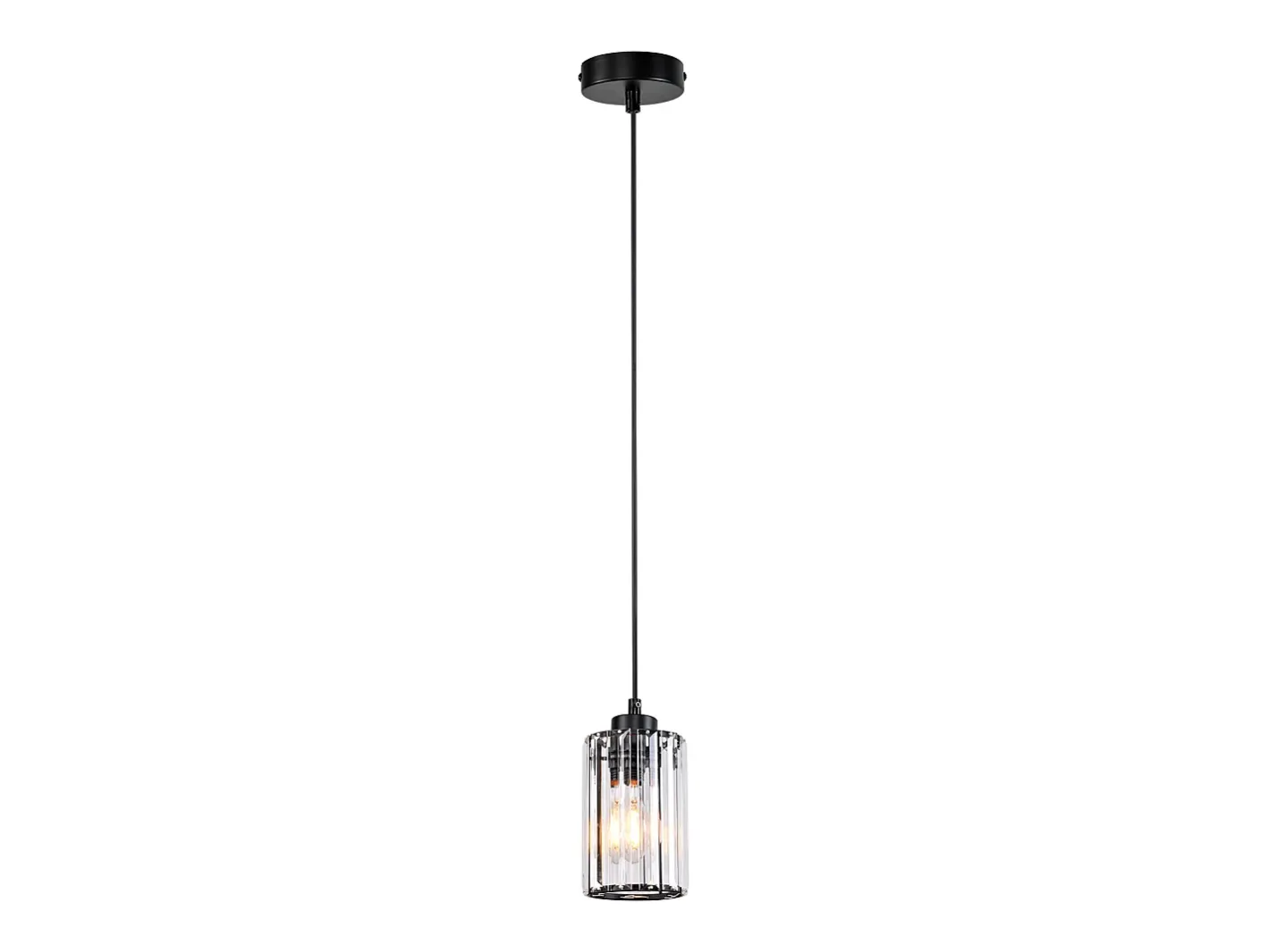 NETTLIFE Lámpara colgante de mesa de comedor de cristal moderno, 1 llama, E27 Negro New