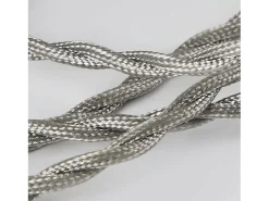 NETTLIFE Lámpara Colgante de Metal Diam.10 cm Casquillo E27 Vintage con Cable Industrial Edison de 1,3 M con Dosel de Montaje en Techo Plateado Clearance