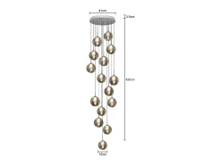 NETTLIFE Lámpara colgante de cristal ámbar moderna Diam.41cm G9 Escalera Lámpara de araña ajustable en altura 15 bombillas Lámpara de de para Marru00f3n Sale