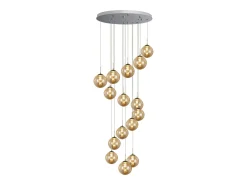NETTLIFE Lámpara colgante de cristal ámbar moderna Diam.41cm G9 Escalera Lámpara de araña ajustable en altura 15 bombillas Lámpara de de para Marru00f3n Sale