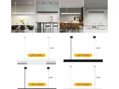 NETTLIFE Lámpara Suspendida-Lámpara Colgante LED 32W Diam.107CM Moderna Aluminio Regulable Altura Regulable con Diseño Largo Lineal para Blanco