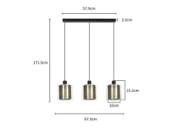 Best NETTLIFE Lámpara colgante de metal dorado negro E14 Diam.171,5 cm vidrio industrial vintage 3 lámparas para salón, oficina, comedor Transparente