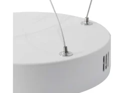 NETTLIFE Lámpara Colgante LED Blanca Moderna Diam.88cm Lámpara de 4 Anillos Diseño de Metal Regulable con Control Remoto para Sala de Estar Dormitorio Blanco Hot