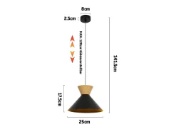 NETTLIFE Lámpara Suspendida-Lámpara colgante vintage para comedor, 2 lámparas colgantes negras, lámpara colgante industrial E27, metal retro Negro