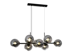 NETTLIFE Lámpara Colgante de Vidrio Diam.105cm E27 8 Llamas Lámpara Colgante Sala de Estar Dormitorio Bola de Vidrio Ámbar Moderna para Hotel Gris / Plateado New