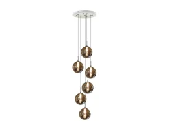 Hot NETTLIFE Lámpara colgante G9 vidrio gris Diam.31cm 6 bombillas color cocina salón lámpara dormitorio lámpara pasillo Gris antracita