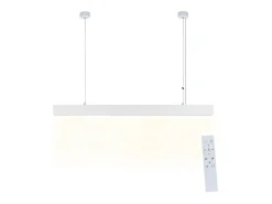 NETTLIFE Lámpara Colgante LED Blanca Moderna Diam.107CM Aluminio 32W Regulable con Control Remoto Diseño Lineal Largo para Oficina Sala de Estar Blanco