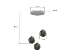 NETTLIFE Lámpara Suspendida-Lámpara colgante cristal ámbar, 28cm, G9, Ajustable en altura, 3 luces ámbar, Cocina, Salón, Dormitorio Marru00f3n