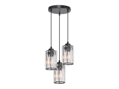 Discount NETTLIFE Lámpara colgante moderna de cristal para mesa de comedor, 3 llamas, E27 Negro
