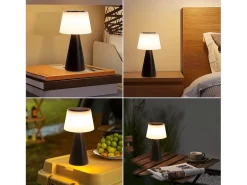 NETTLIFE Lámpara De Mesa-Lámpara de mesa con batería, lámpara de noche LED inalámbrica de 3600 mhA, lámpara táctil regulable con batería negra recargable por USB Negro
