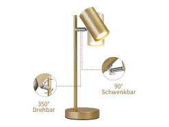 Clearance NETTLIFE lámpara de mesa de noche, lámpara de mesa de salón giratoria 350° GU10 o de metal para oficina. Dorado
