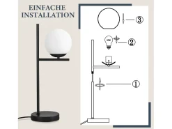NETTLIFE Lámpara De Mesa-lámpara de mesa de salón, lámpara de noche E27 negra moderna, diseño de vidrio vintage retró-industrial, lámpara de mesa con 1,5 m. Blanco