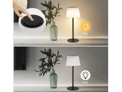NETTLIFE Lámpara de mesa inalámbrica, lámpara de noche, batería - Lámpara de mesa LED táctil, lámpara regulable con USB recargable, negra, 3600 mhA Negro Online