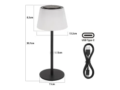 NETTLIFE Lámpara de mesa inalámbrica, lámpara de noche, batería - Lámpara de mesa LED táctil, lámpara regulable con USB recargable, negra, 3600 mhA Negro Online