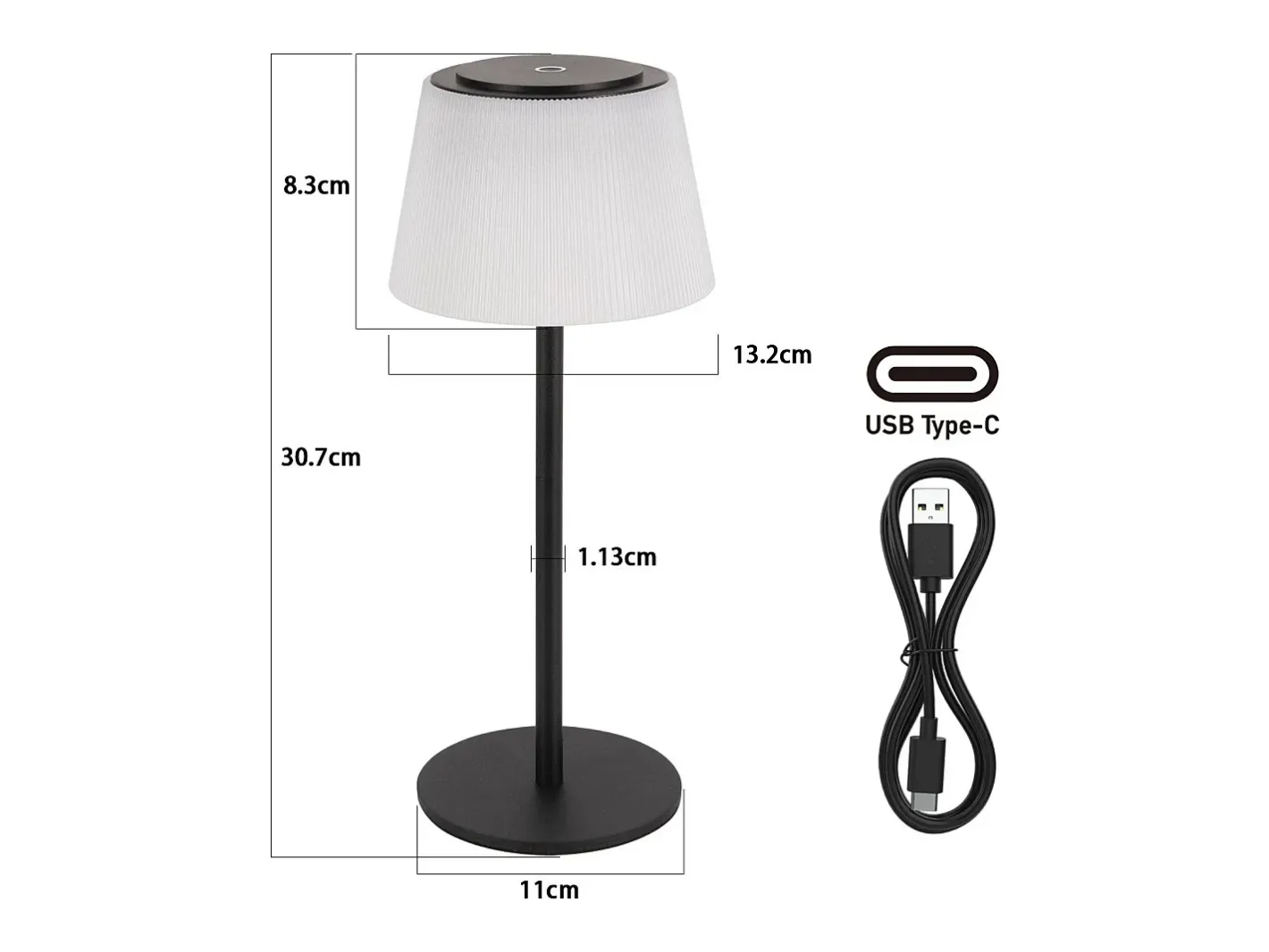 NETTLIFE Lámpara de mesa inalámbrica, lámpara de noche, batería - Lámpara de mesa LED táctil, lámpara regulable con USB recargable, negra, 3600 mhA Negro Online