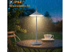 NETTLIFE Lámpara De Mesa-Lámpara de mesa inalámbrica, lámpara de noche LED con batería de 1800 mhA, recargable, táctil, regulable, moderna, IP44 con USB Gris