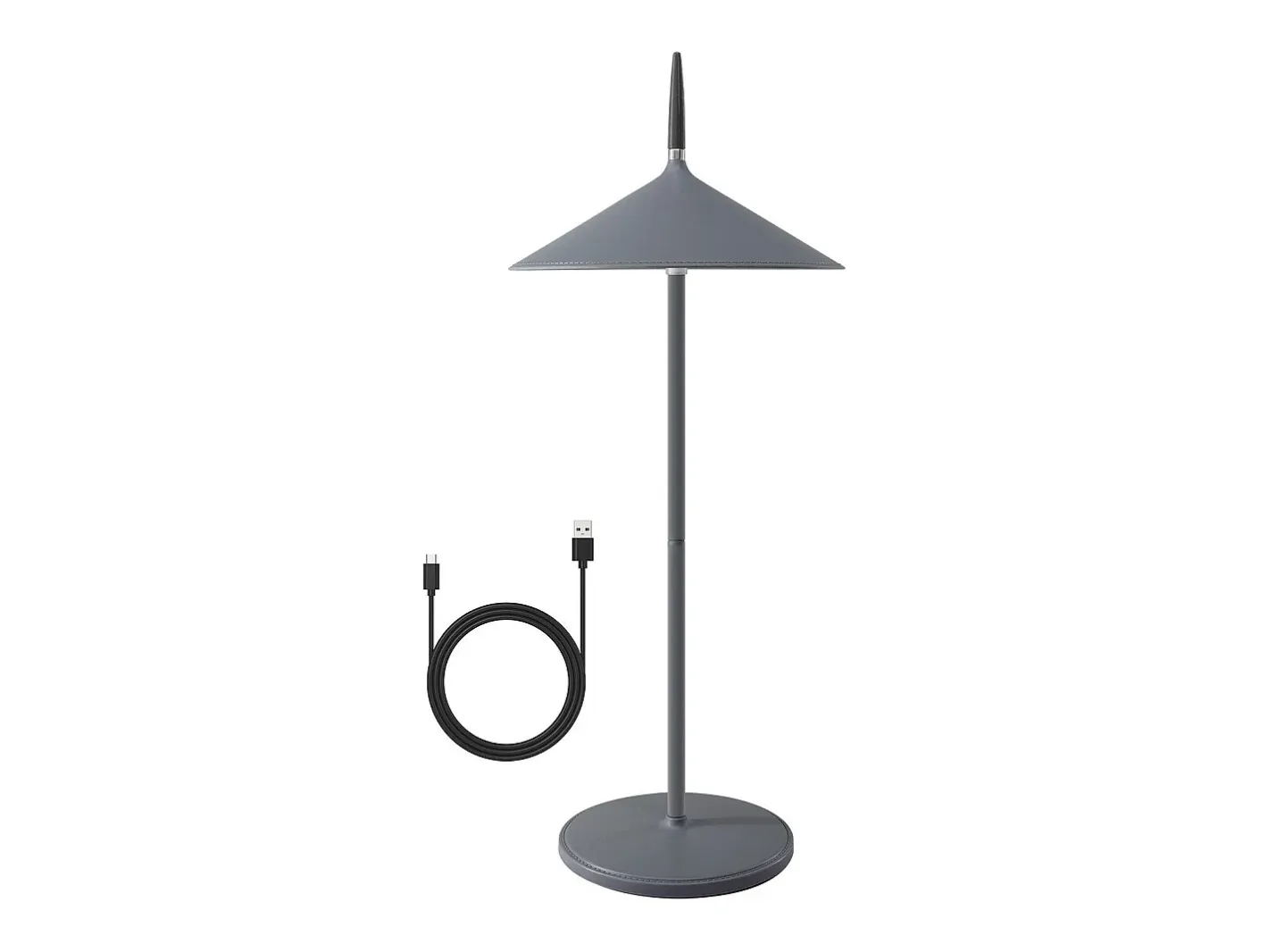 NETTLIFE Lámpara De Mesa-Lámpara de mesa inalámbrica, lámpara de noche LED con batería de 1800 mhA, recargable, táctil, regulable, moderna, IP44 con USB Gris