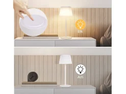Hot NETTLIFE Lámpara de mesa inalámbrica, lámpara de noche, batería - Lámpara de mesa LED táctil regulable con USB recargable, batería blanca de 3600 mhA Blanco