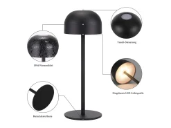NETTLIFE Lámpara de mesa LED inalámbrica: lámpara de mesa regulable táctil con 3 temperaturas de color USB Negro New