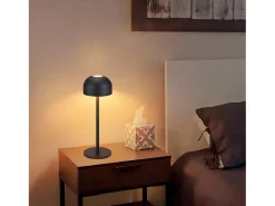 NETTLIFE Lámpara de mesa LED inalámbrica: lámpara de mesa regulable táctil con 3 temperaturas de color USB Negro New