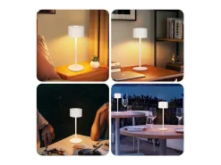 NETTLIFE Lámpara De Mesa-Lámpara de mesa LED inalámbrica (paquete de 2): lámpara de mesa regulable al tacto con 3 temperaturas de color, altura ajustable, USB Blanco