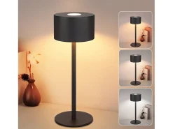 NETTLIFE Lámpara De Mesa-Lámpara de mesa LED inalámbrica (paquete de 2): lámpara de mesa regulable al tacto con 3 temperaturas de color, altura ajustable, USB Negro