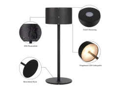 NETTLIFE Lámpara De Mesa-Lámpara de mesa LED inalámbrica (paquete de 2): lámpara de mesa regulable al tacto con 3 temperaturas de color, altura ajustable, USB Negro
