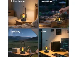 NETTLIFE Lámpara de mesa LED portátil , lámpara de noche inalámbrica, regulable (1800 K-6500 K), con memoria, recargable por USB-C,color Negro Sale