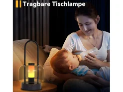 NETTLIFE Lámpara de mesa LED portátil , lámpara de noche inalámbrica, regulable (1800 K-6500 K), con memoria, recargable por USB-C,color Negro Sale
