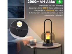 NETTLIFE Lámpara de mesa LED portátil , lámpara de noche inalámbrica, regulable (1800 K-6500 K), con memoria, recargable por USB-C,color Negro Sale