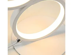 NETTLIFE Lámpara De Mesa-Lámpara de mesa LED regulable, lámpara de cabecero, diseño moderno táctil, anillo de aluminio metálico, estudio. Blanco