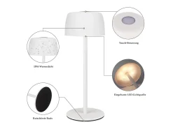NETTLIFE Lámpara De Mesa-Lámpara de mesa LED inalámbrica, lámpara de noche continua con batería Blanco