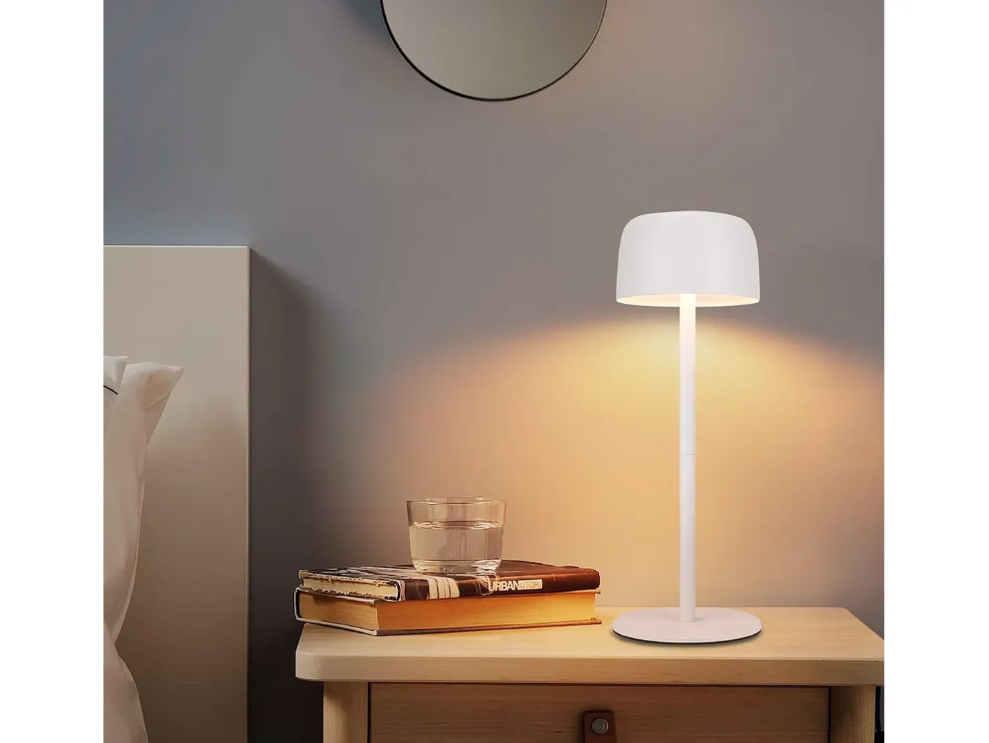 NETTLIFE Lámpara De Mesa-Lámpara de mesa LED inalámbrica, lámpara de noche continua con batería Blanco
