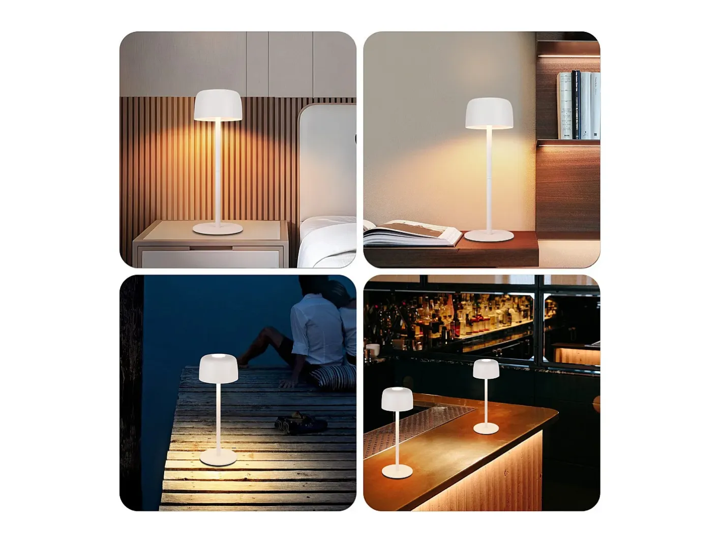 NETTLIFE Lámpara De Mesa-Lámpara de mesa LED inalámbrica, lámpara de noche continua con batería Blanco
