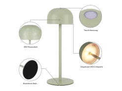 NETTLIFE Lámpara de mesa LED inalámbrica (paquete de 2): Lámpara de mesa regulable táctil con 3 temperaturas de color Verde New