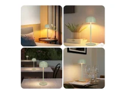 NETTLIFE Lámpara de mesa LED inalámbrica (paquete de 2): Lámpara de mesa regulable táctil con 3 temperaturas de color Verde New