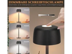 NETTLIFE Lámpara de mesa LED inalámbrica, lámpara de noche continua con batería Negro Online