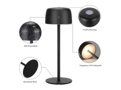 NETTLIFE Lámpara de mesa LED inalámbrica, lámpara de noche continua con batería Negro Online