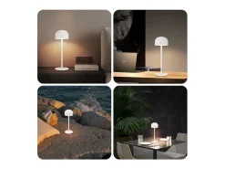 NETTLIFE Lámpara de mesa LED inalámbrica: lámpara de mesa regulable táctil con 3 temperaturas de color USB Blanco Discount