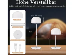 Best NETTLIFE Lámpara de mesa LED inalámbrica (paquete de 2): lámpara de mesa táctil regulable con 3 temperaturas de color y USB Blanco
