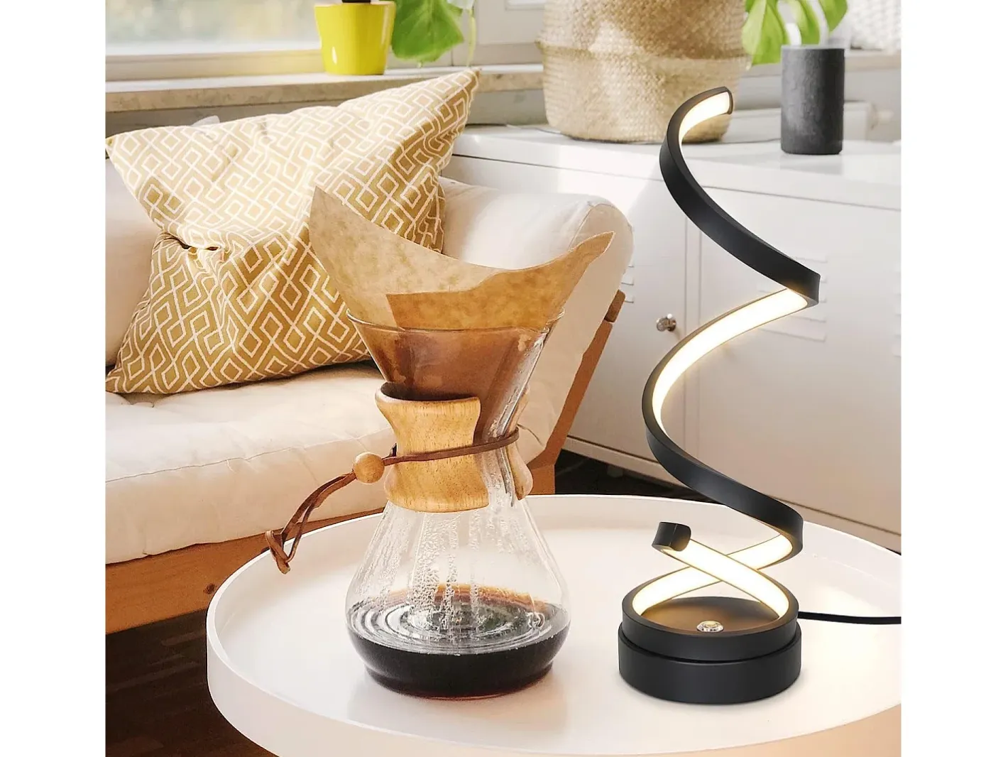 Best NETTLIFE lámpara de mesa LED regulable táctil para mesilla de noche, moderna de 12W con un diseño de 1,6 metros. Negro