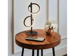 NETTLIFE Lámpara de Mesa Moderna LED Negra, Anillos Desmontables, 13W, 3000K, Blanco Cálido, Asistente Desmontable Negro Online